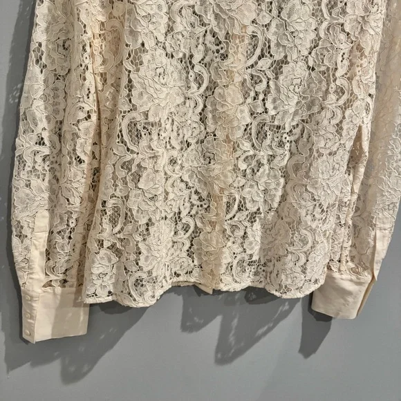 NEW L'Agence Maia Lace Button Front Blouse in Vintage White, Size S - Picture 14 of 15